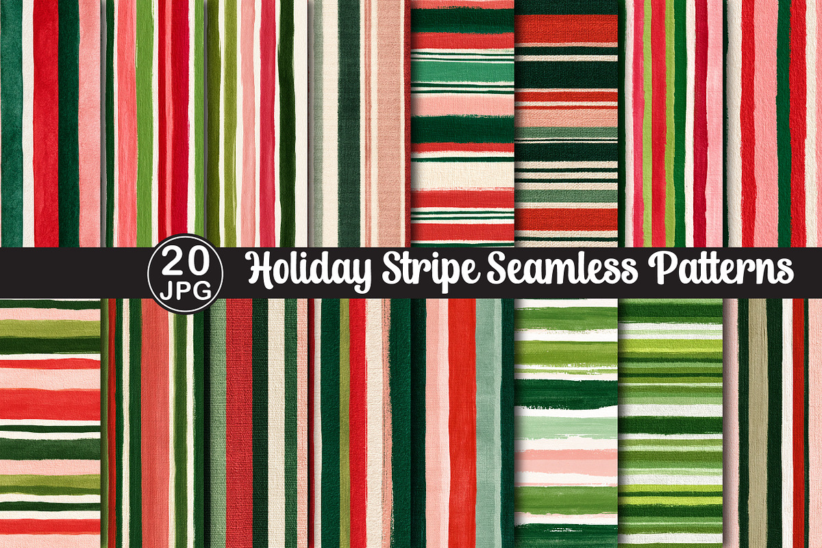 Holiday Stripe Seamless Patterns, a Pattern Graphic by Black Bird Studio (Photo 1 of 5)