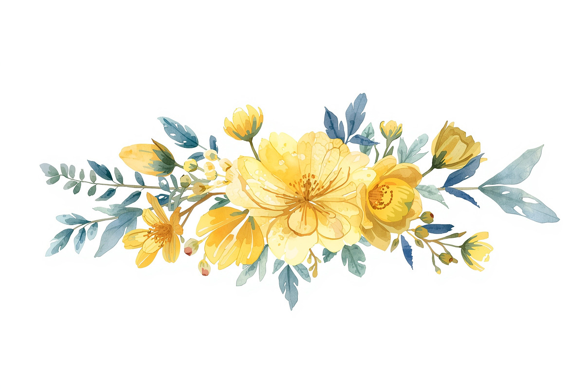 Sunny Yellow Floral Set, an Illustration by Designs_River (Photo 2 of 11)
