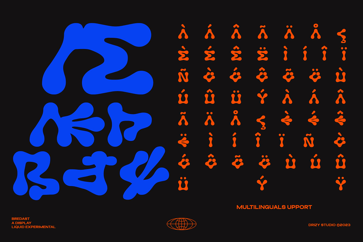 Bredast - Experimental Liquid Font, a Sans Serif Font by Drizy (Photo 6 of 9)
