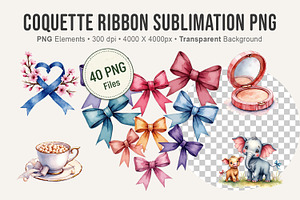 Coquette Ribbon Sublimation PNG, an Illustration by Artnoy