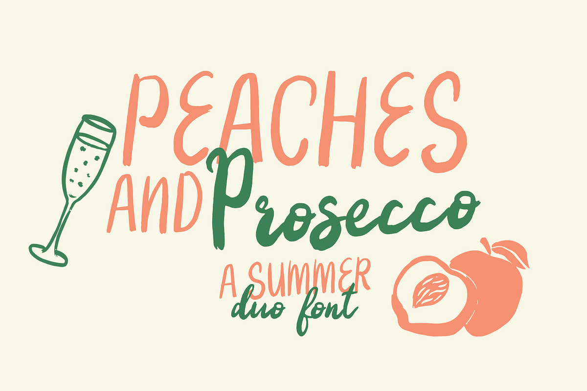 Peaches & Prosecco a Summer Duo Font, a Handwritten Font by BilberryCreates (Photo 1 of 12)