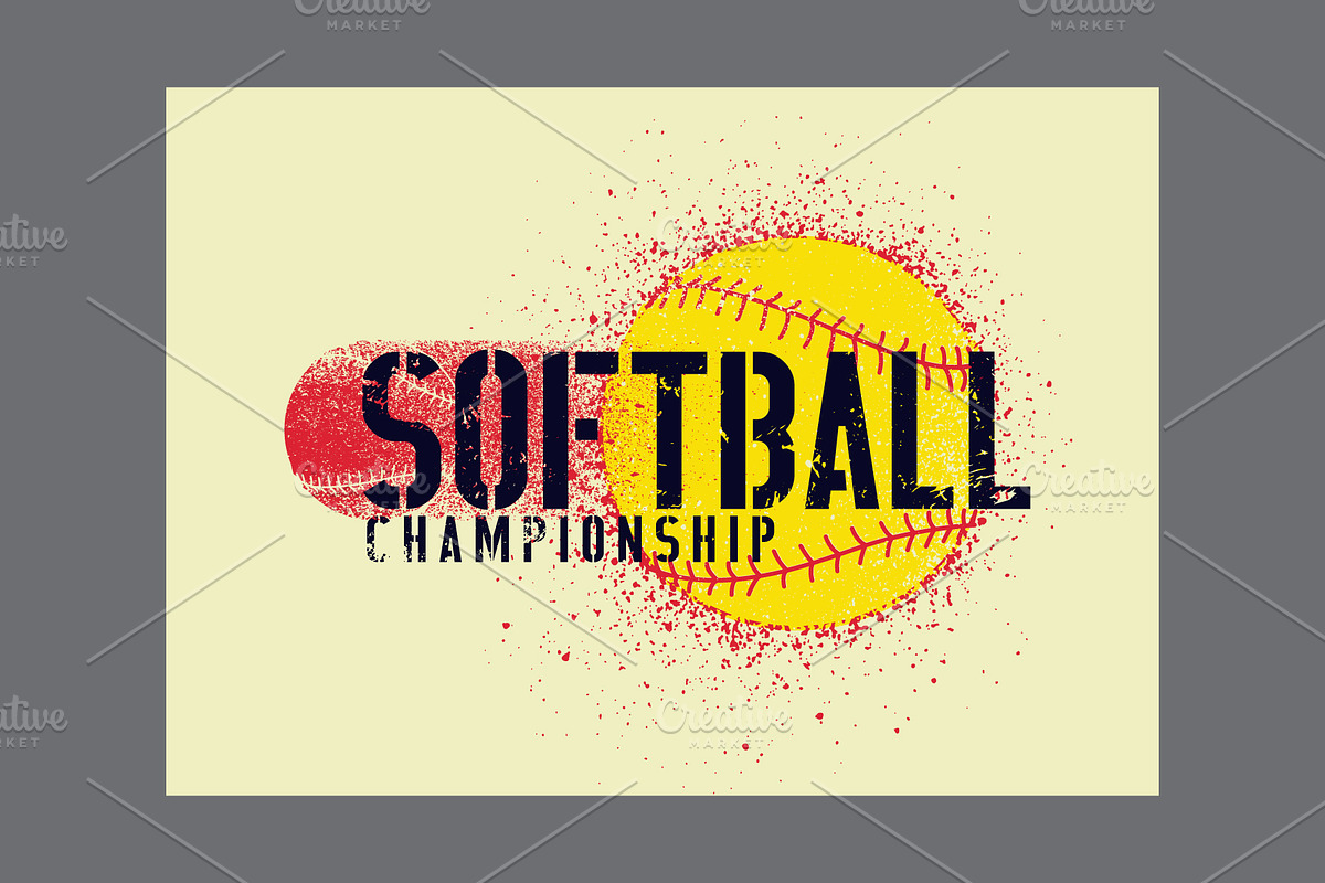 Softball vector poster set., a Sport Illustration by PoPaShop (Photo 6 of 8)
