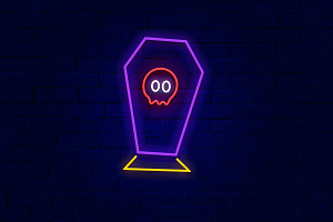 Horror Icon Neon Sign Editable Text, a Layer Style Add-On by TrueVector