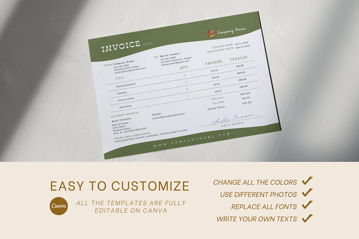 INVOICE CANVA TEMPLATE, a Print Template by The Little Lily Studio (Photo 5 of 5)