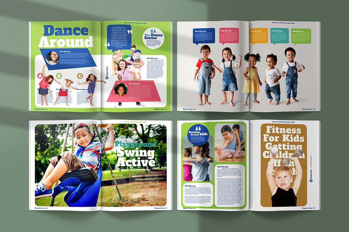 Kids Magazine Template InDesign, a Magazine Template by Designsoul14 (Photo 6 of 8)