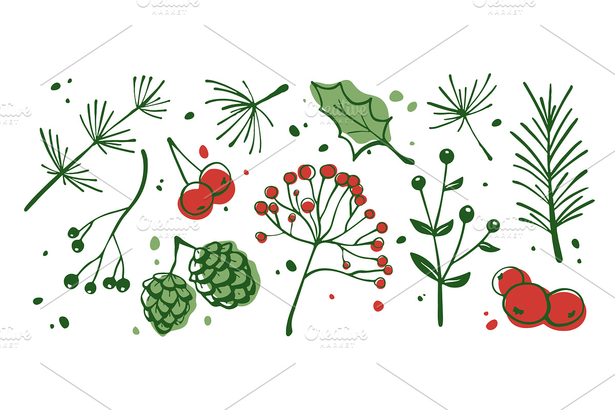 Winter botanical elements, an Object Illustration by art PVP - market