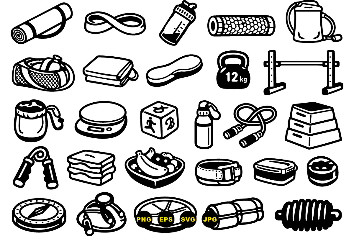 Fitness Gear Essentials Clipart Set, an Illustration by designvectx (Photo 3 of 3)