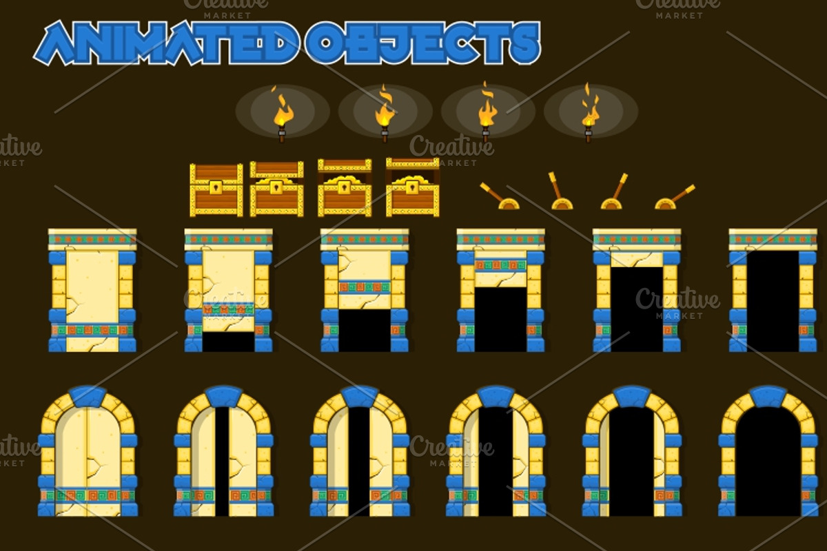 Platformer Game Tile Set 10, an Illustration by pzUH (Photo 4 of 5)