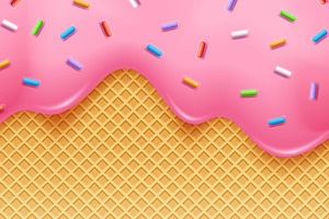 Strawberry Ice Cream In Waffle Cone, a Pattern Graphic by Black White Mouse Design