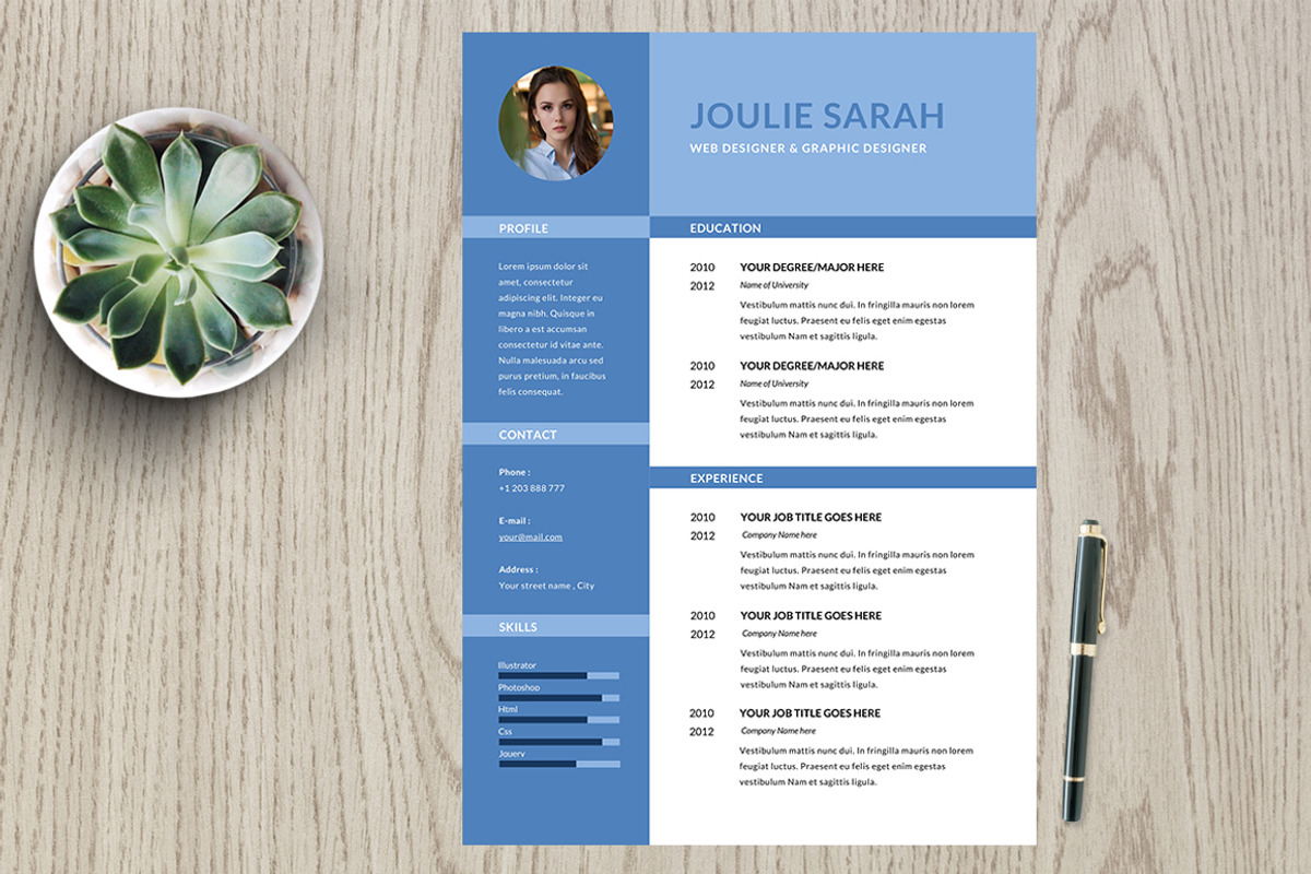 Resume Template 2 page pack | Joulie, a Resume Template by Kayytechin Shop (Photo 4 of 4)