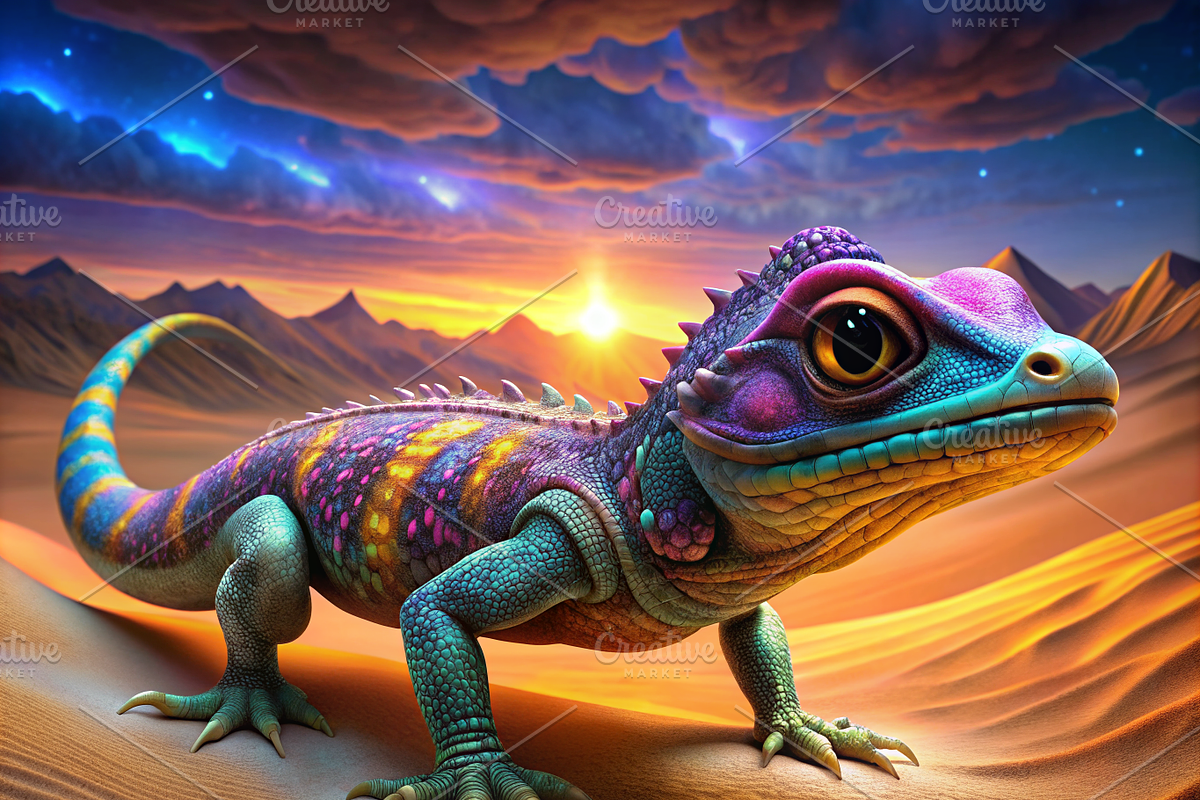 Vibrant Lizard Print, an Animal Illustration by ZobaDepot (Photo 1 of 4)