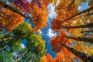 Colorful Aspen Trees Autumn Forest, a Photo by Pixeness Studio