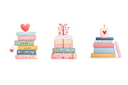 Valentine Stack of Books Clipart, an Illustration by Dream Creation (Thumbnail 7 of 7)