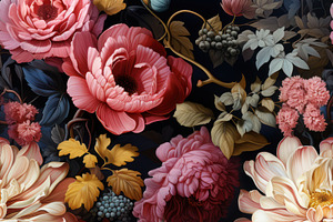 Tropical Baroque Floral Patterns Set