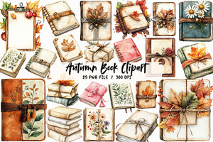 Autumn Book Clipart, an Illustration by Libby Wishes