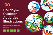 100 Holiday & Outdoor Illustrations, a Seasonal Illustration by Prosymbols (Thumbnail 1 of 11)