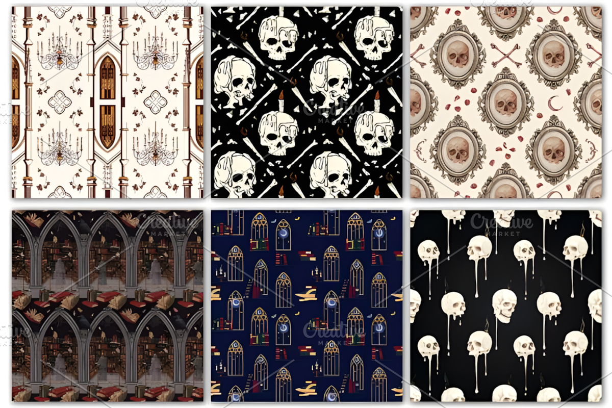 Dark Academia Halloween Pattern, a Pattern Graphic by Design Station (Photo 2 of 4)