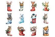 Christmas Animal in the Sock Clipart, an Illustration by Design Market (Thumbnail 3 of 3)