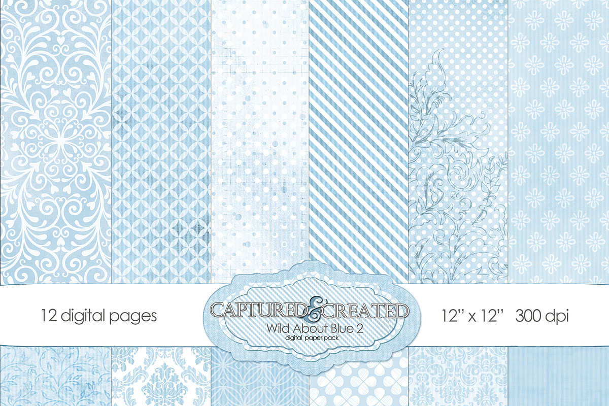 Wild About Blue Set 2 Digital Paper