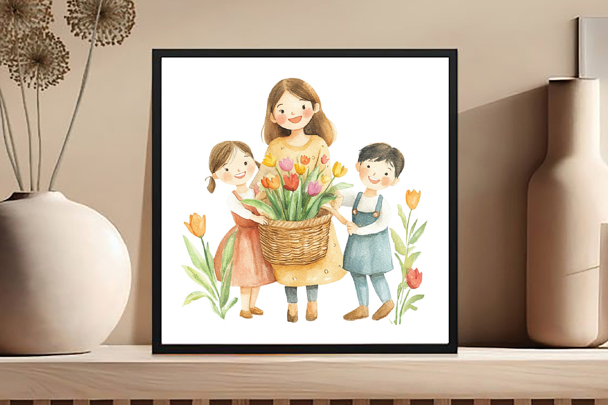 Love Mom Watercolor Clipart, an Illustration by DreamCafeArt (Photo 6 of 8)