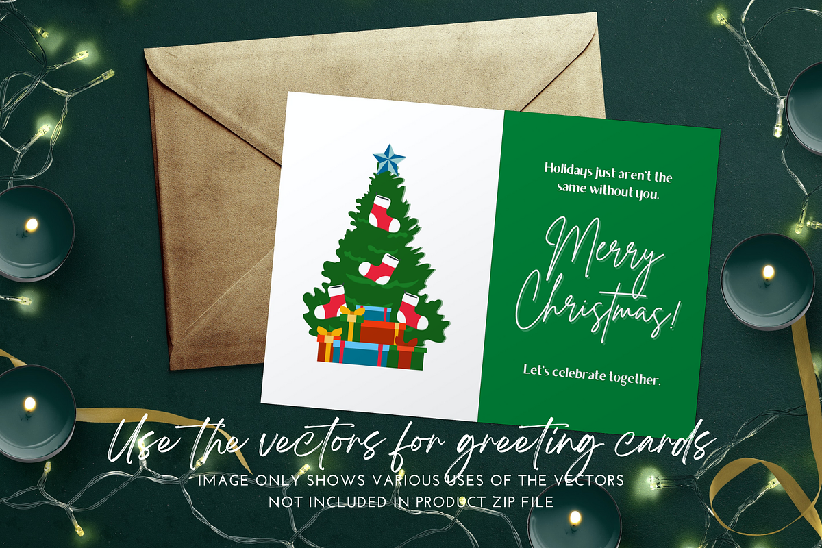 Flat Christmas Trees - 8 vectors, a Seasonal Illustration by Raafeya's Crafts (Photo 2 of 3)