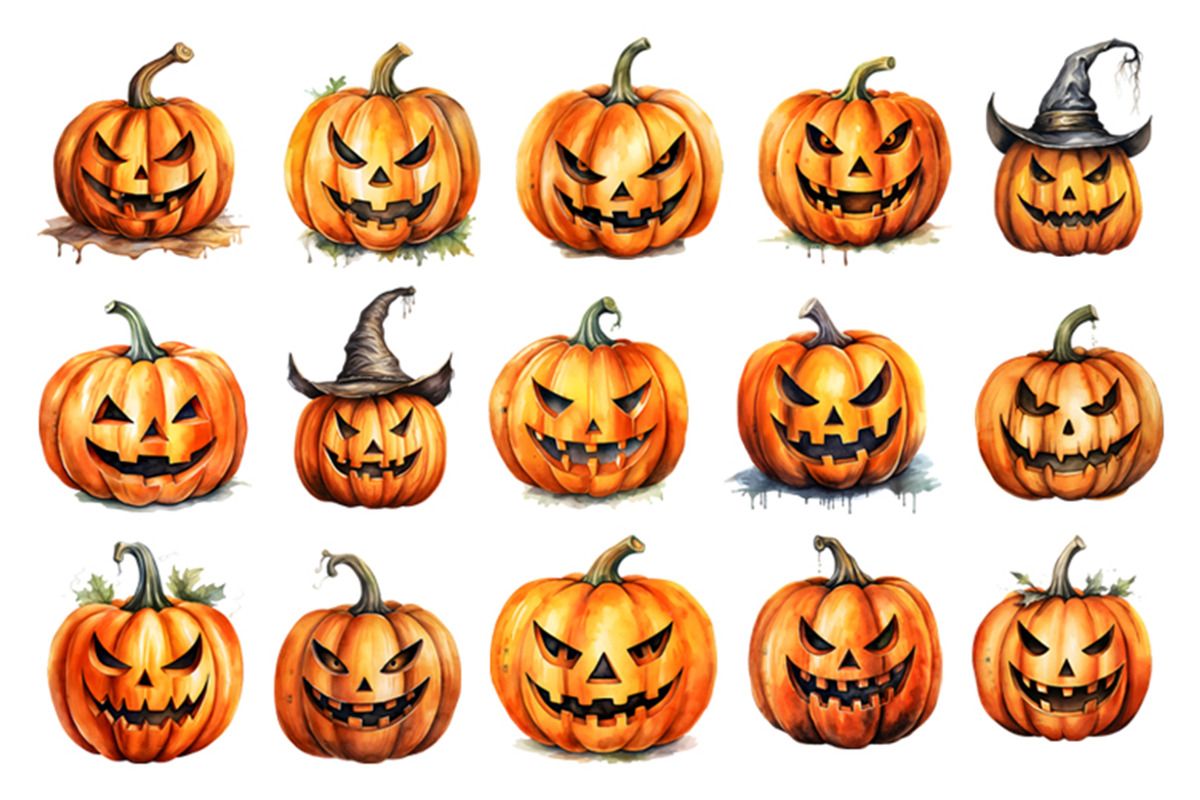 Halloween Jack-o-lantern PNG Bundle, a Seasonal Illustration by Creative Arslan (Photo 2 of 11)