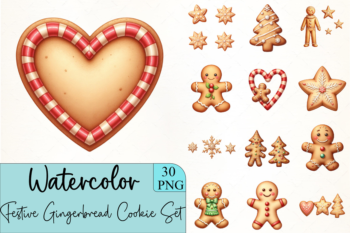 Festive Gingerbread Cookie Set Clipa, an Illustration by CrexoraLab (Photo 1 of 5)