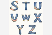 Denim Floral Alphabet PNG Bundle, a Duotone Icon by Tanya Kart (Thumbnail 2 of 4)