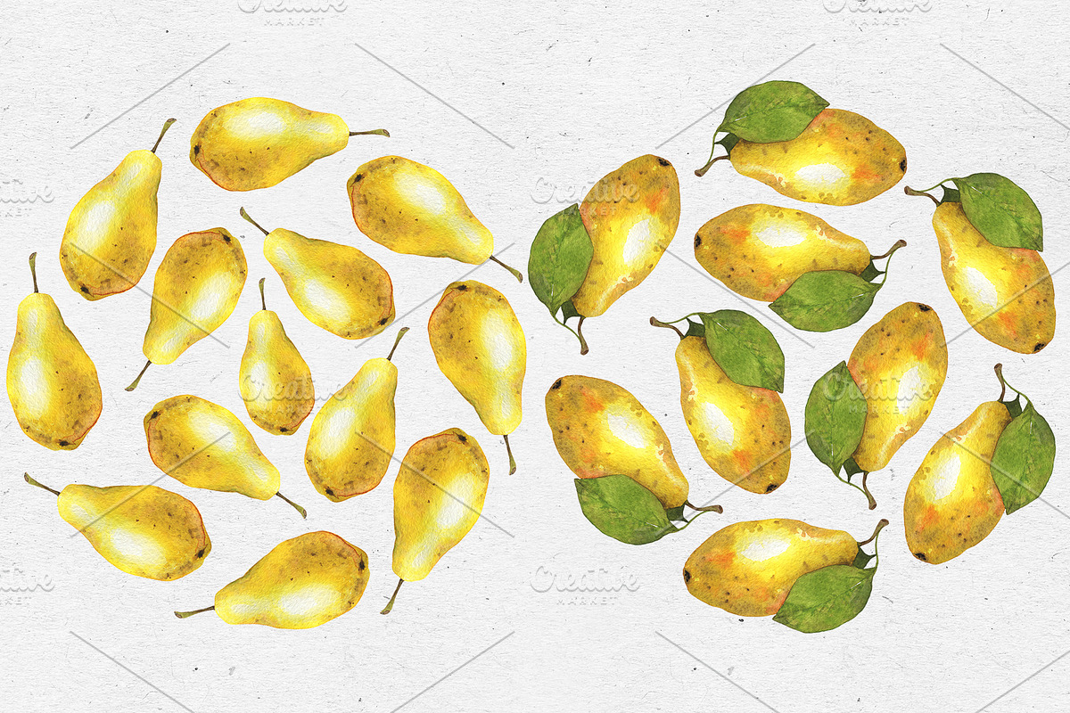 Juice pears. Watercolor collection, a Decorative Illustration by Maria's little shop (Photo 5 of 11)