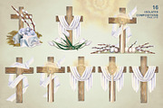 Easter Crosses, Watercolor Cliparts, a Seasonal Illustration by EL_SUHOVA (Thumbnail 3 of 7)