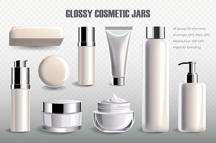 Glossy Cosmetic Jar Mockup Set