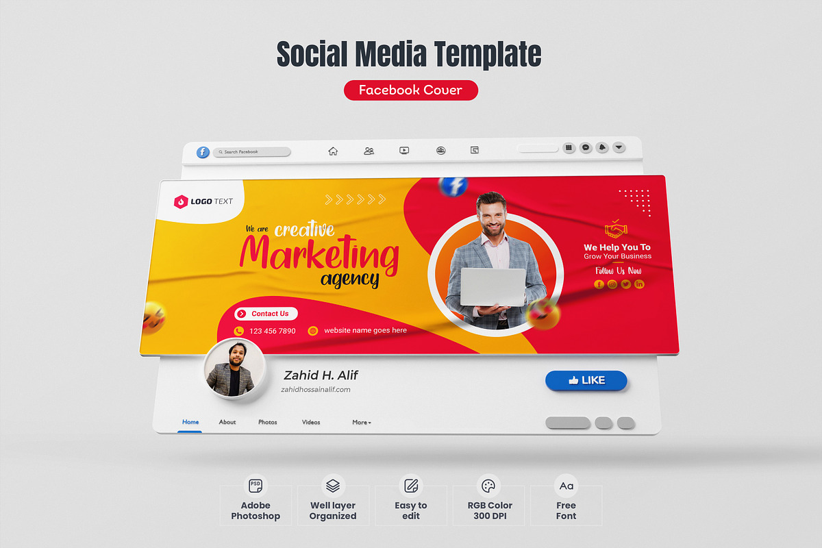 Social Media Facebook Cover Banner, a Social Media Template by zahidhossainalif (Photo 1 of 2)