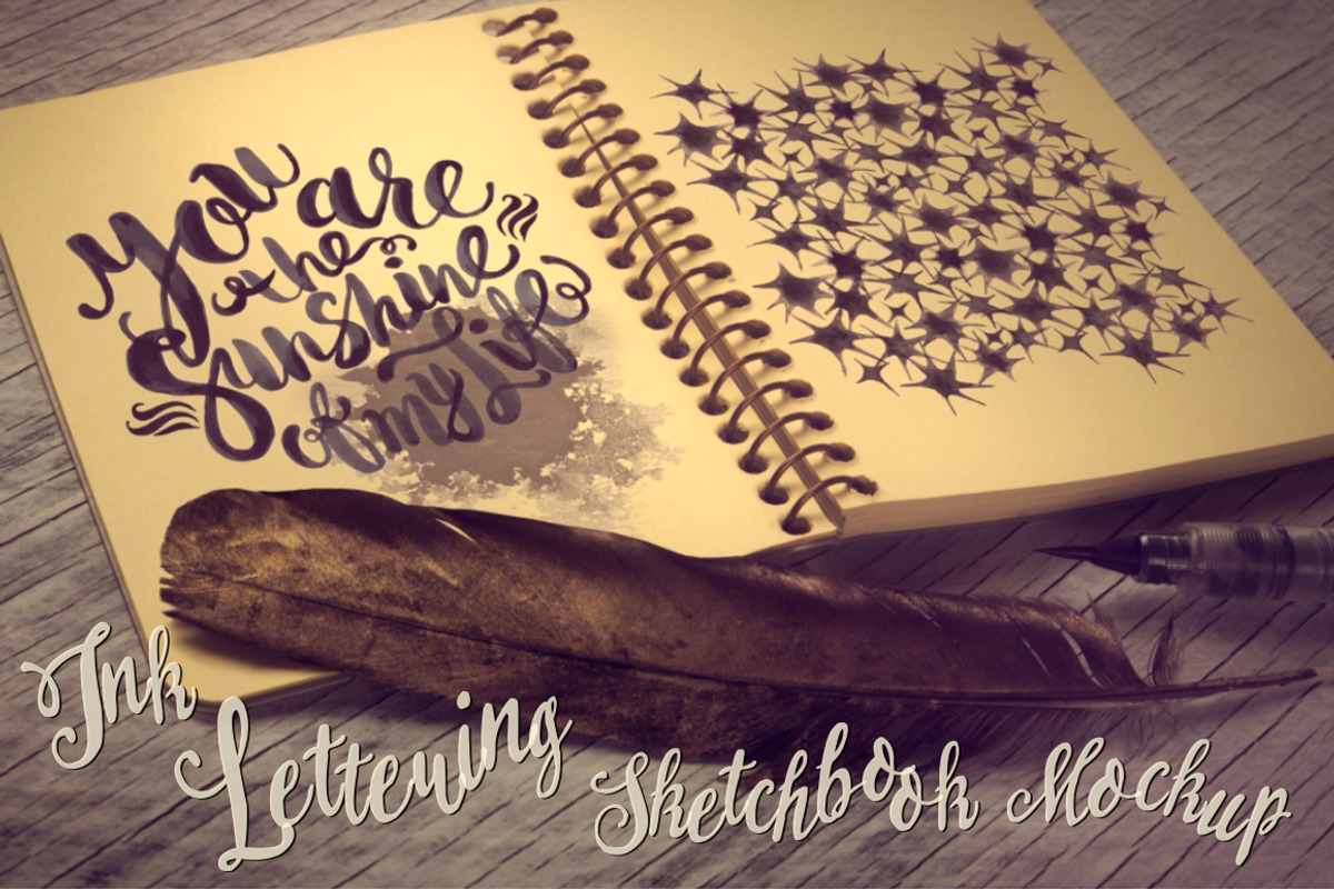 Ink Lettering Sketchbook Mockup, a Books & Magazine Mockup by Seamless and more stuff (Photo 1 of 3)