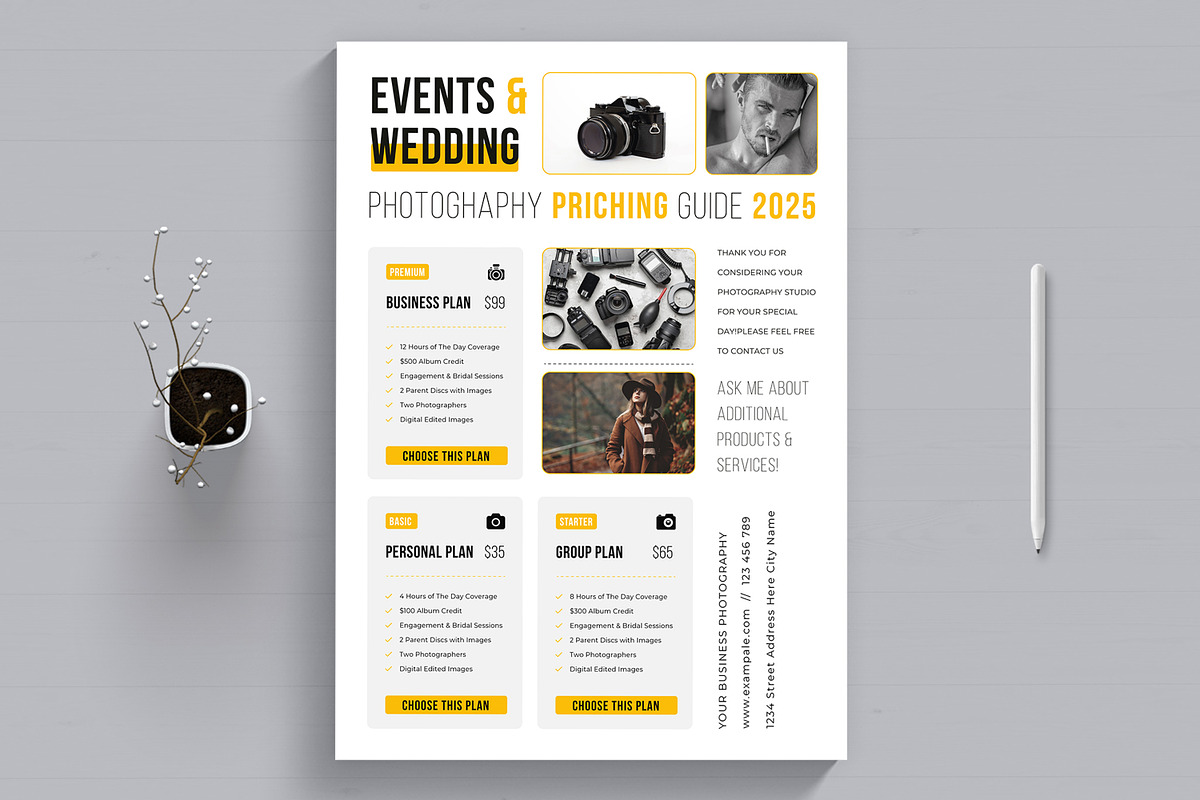 Photography Pricing Guide Flyer, a Flyer Template by MightyDesign (Photo 1 of 8)