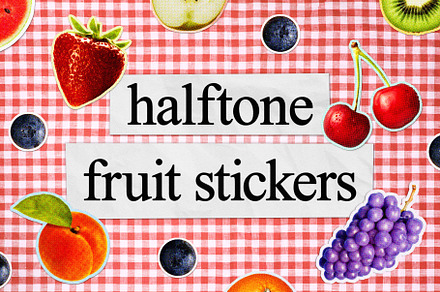 Halftone Fruit - Digital Stickers, an Object Graphic by jordynonacloud