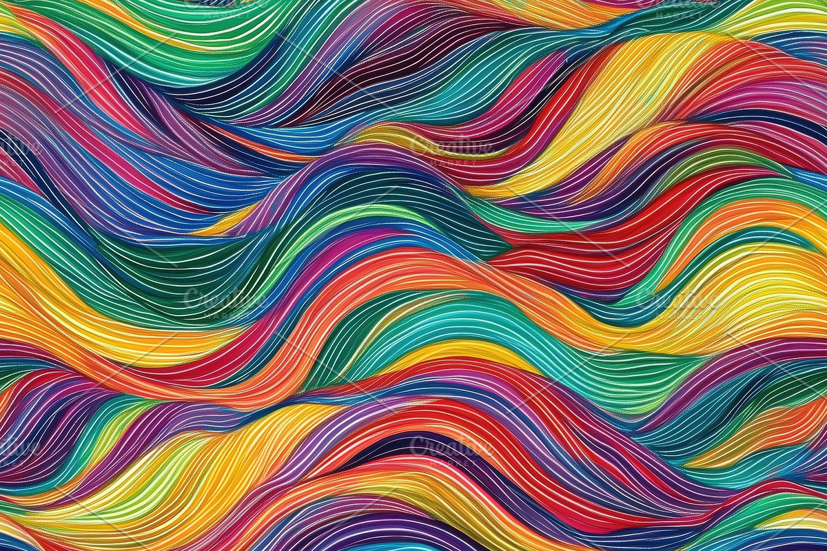 Seamless abstract pattern featuring flowing waves of various colors including r, a Pattern Graphic by Textures & Backgrounds