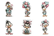 Quirky Valentine Day Duck Clipart, an Illustration by SinaCreation (Thumbnail 5 of 11)