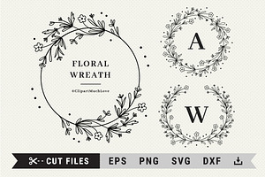 Floral wreath svg, Wildflower wreath
