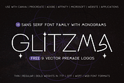 Glitzma Modern Sans Serif Logo Fonts, a Sans Serif Font by Cloverons (Thumbnail 1 of 30)