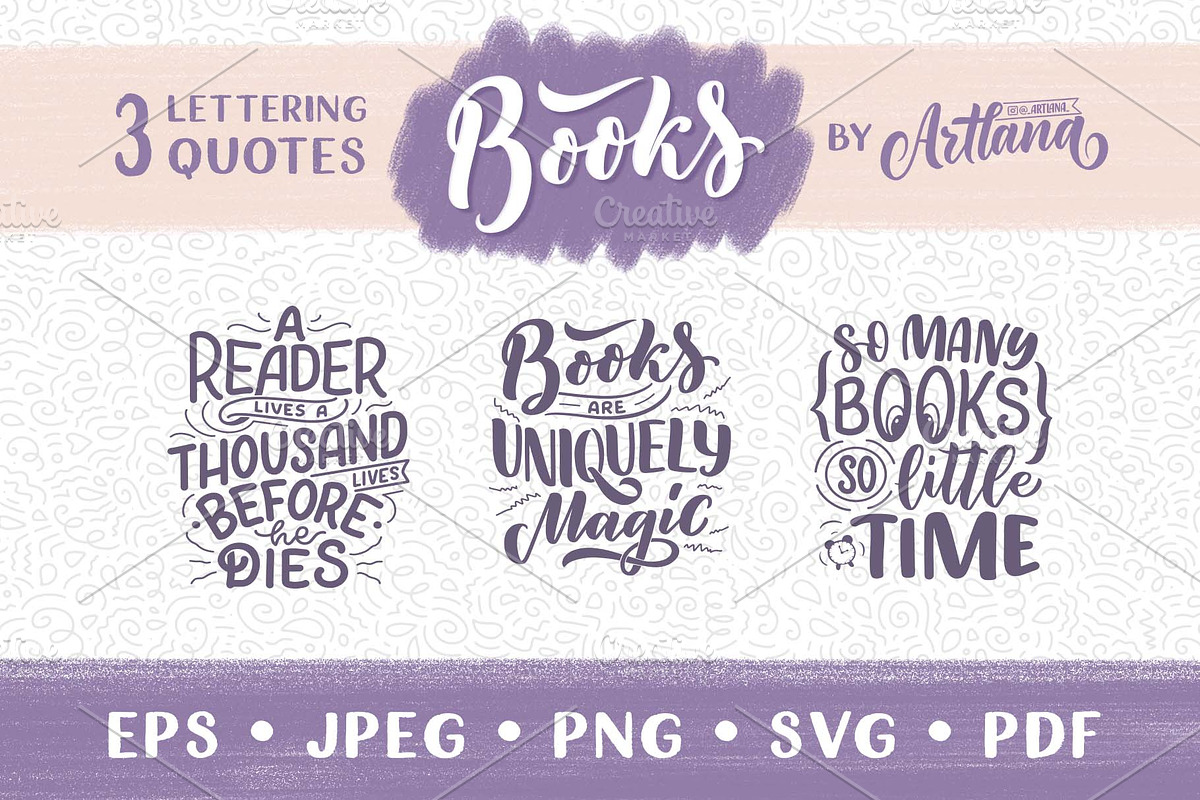 Books Lettering Quotes, a Decorative Illustration by Artlana (Photo 1 of 3)