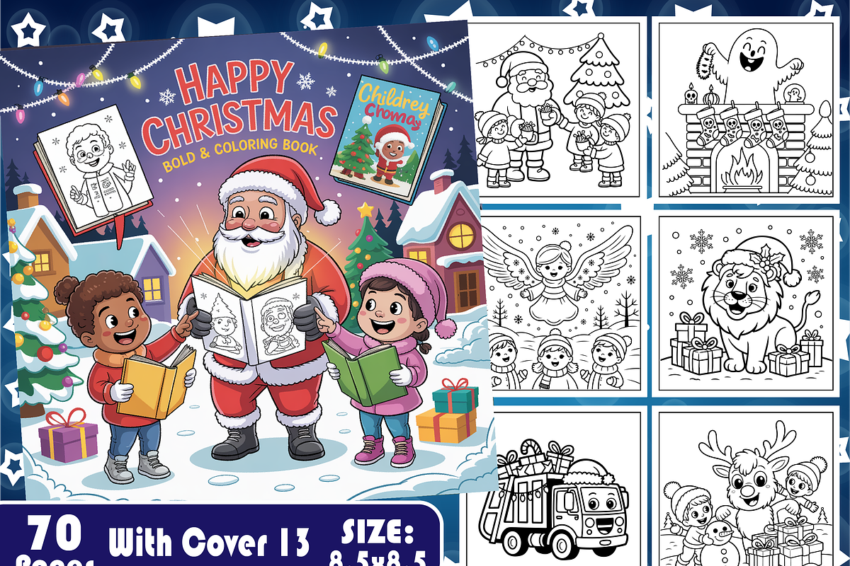 Happy Christmas Coloring Book, a Seasonal Illustration by Design Zone (Photo 1 of 5)