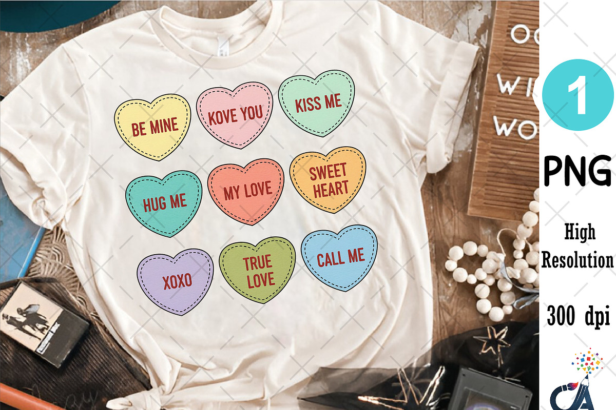 Valentine's Candy Heart Sublimation, an Illustration by Creative Art (Photo 4 of 6)