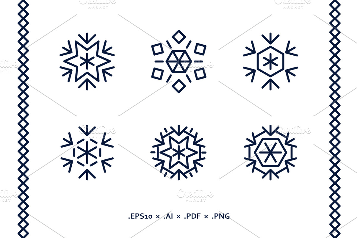 50 vector snowflakes for Christmas, an Outline Icon by Olyzel (Photo 2 of 3)
