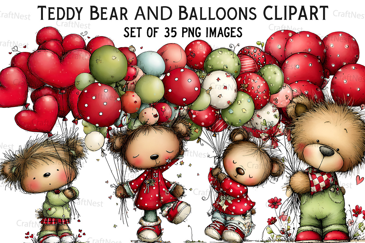 Teddy Bear, Bear With Balloons, an Illustration by Craft Nest (Photo 1 of 9)