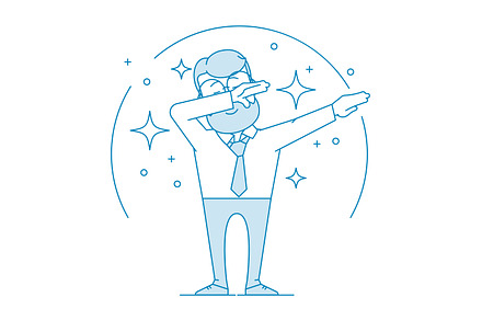 Happy man doing a dub dance move