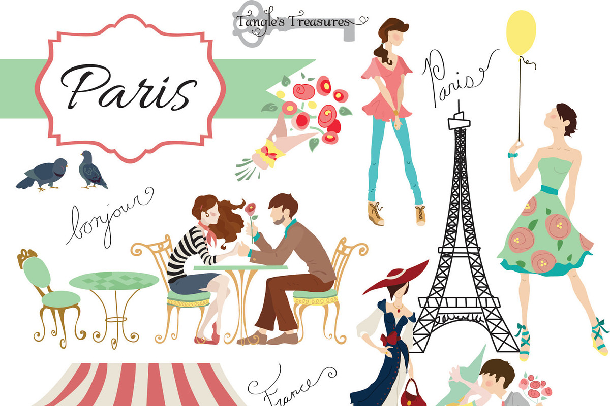 Paris digital clipart set