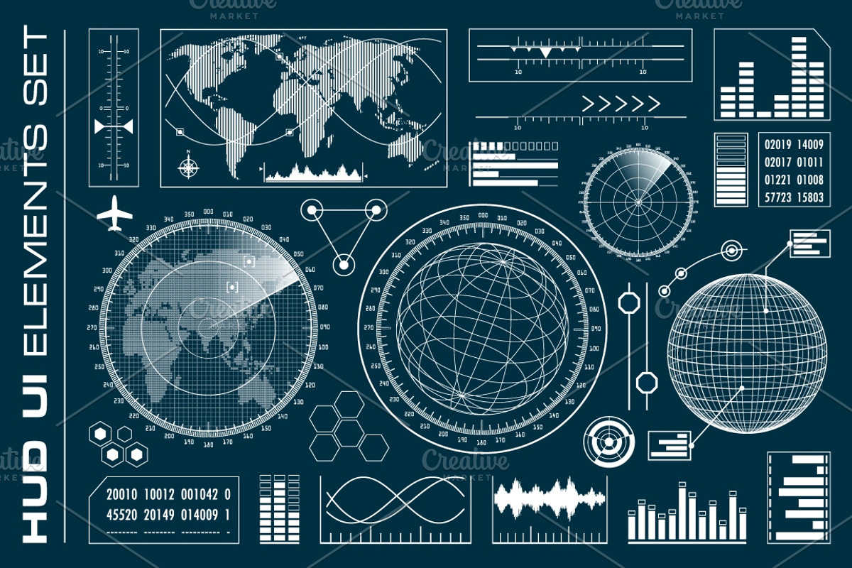 Vector HUD user interface elements, a Technology Illustration by MSA ...