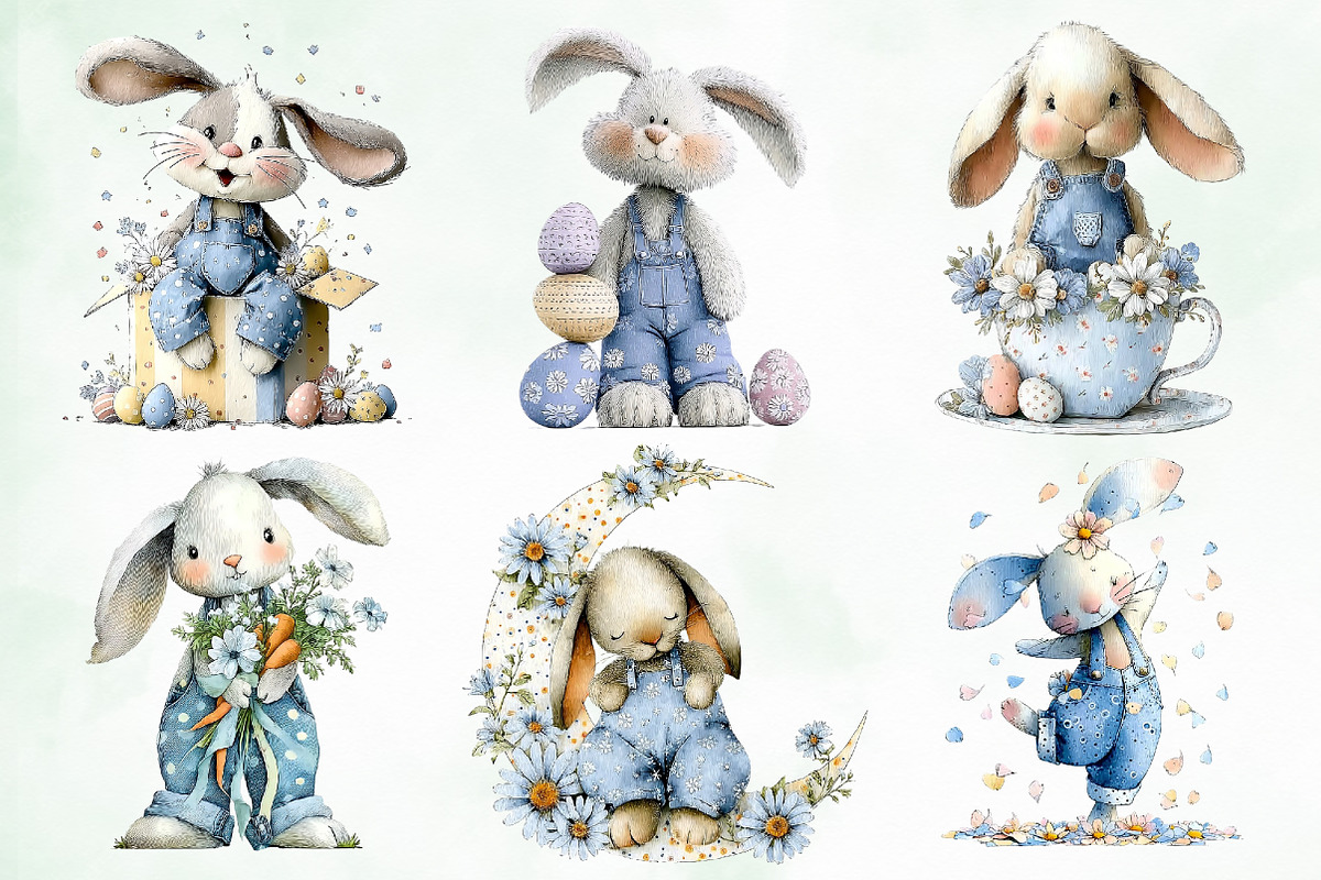 Whimsical Easter Bunny PNG Clipart, an Illustration by Creative Art (Photo 8 of 8)