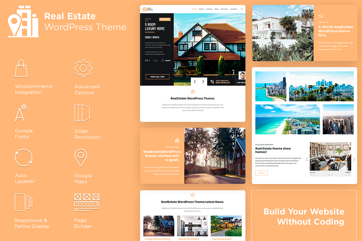 Real Estate WordPress Theme, a WordPress Template by Visualmodo (Photo 1 of 11)