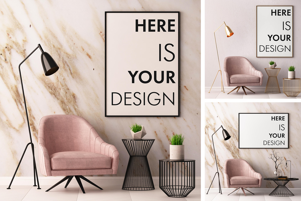6 mockup posters in the interior, a Product Mockup by FilL239 (Photo 1 of 7)